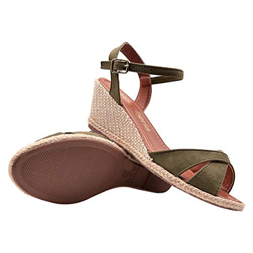 Sandália Feminina Salto Anabela Tiras Verde Eleganteria Tamanho:36;Cor:Verde