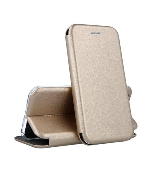 Image of WHITBULL PU Leather Magnetic Premium Flip Cover with 2 Card Slot Compatible with iPhone 16 Pro - Gold