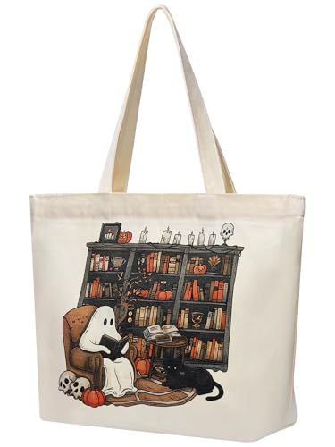 Bolso Tote de Lona Reutilizable para Halloween y Lectura miniatura 1