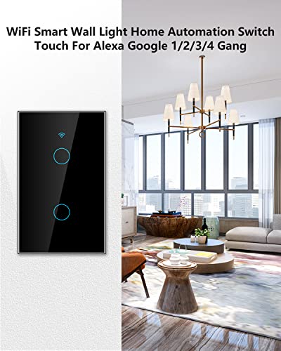 image for FOHOA Smart Light Switch, 2.4GHz WiFi Smart Switch, Tempered Glass Tou