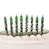 8-Pack Green Camouflage Birthday Candles β Army Camo Cake Toppers for Boys, Girls, and Military-Themed Parties