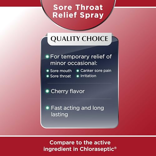Quality Choice Sore Throat Relief Spray, Cherry Flavor, 6 oz - Cold and Flu Numbing Solution, On-Contact Sore Throat Relief, Effective Cough Medicine for Fast, Soothing Comfort