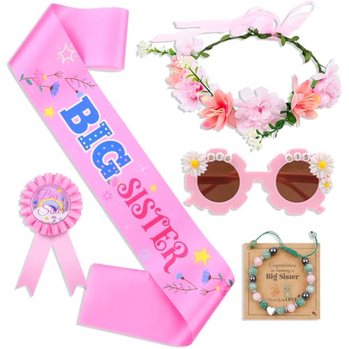 JAPDNK Big Sister Gifts for Girls Birthday Gifts for Girls Age 15 Baby Girl Gift Toddler Girl Presents First Birthday Gift for 1 Year Old Girl Cute Pink Presents for Little Sister