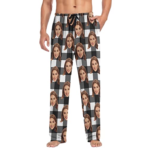 Personalized Photo Face Printed Mens Sleepwear Pajama Pants Custom Casual Pj Bottoms Holiday Gifts for Boyfriend Husband Dad3