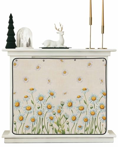 Magnet Fireplace Cover, Spring Farmhouse White Daisy Beige Texture Save