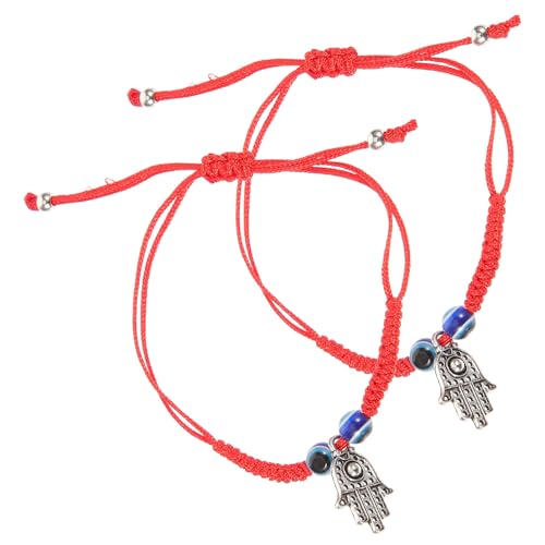 POPETPOP 2 Pulseras Ajustables de Ojo Malvado para Mujer Cuerda Roja Ligera, Accesorios Ideales para Fiestas y Uso Diario