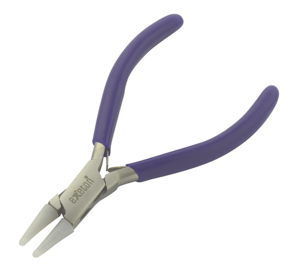 Exeton Blue Jewelry Pliers Tool, Bail Making Pliers 6 In 1 Wire Wrapping Multi Step Loop Pliers, Chain Nose, Nylon Jaw Pliers, Round Nose Pliers, Beading Pliers Diy Art Craft Tools(Nylon Round Nose Pliers)