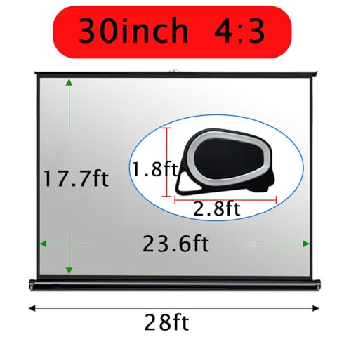 Pantalla de proyección portátil de 30 pulgadas 4:3, pantalla retráctil pequeña para mesa, ligera y durable, con patas interiores y funda para transporte miniatura 7