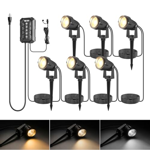 Image of L LOHAS LED 3CCT Low Voltage Landscape Lighting Kit, Dusk to Dawn Outdoor Lighting with Transformer, 5W IP66 Waterproof Outdoor Spot Lights for Pathway Yard Garden Tree, All-in-One 6 Pack