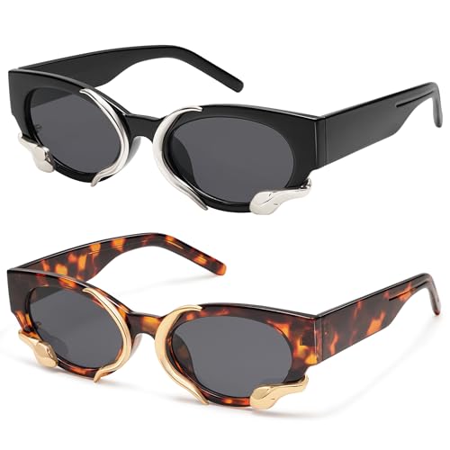 Trendy Sunglasses for Women Men Vintage Narrow Cateye Metal Snake Sunnie Y2k Accessories AP3621