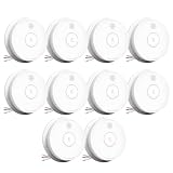 SITERWELL Smoke Detector, Hardwired Interconnected Smoke Detector, Photoelectric Smoke Alarm with 9V Backup Battery, Fire Alarm with Test/Silence Button, UL217-10th Listed, GS562A, 10 Packs