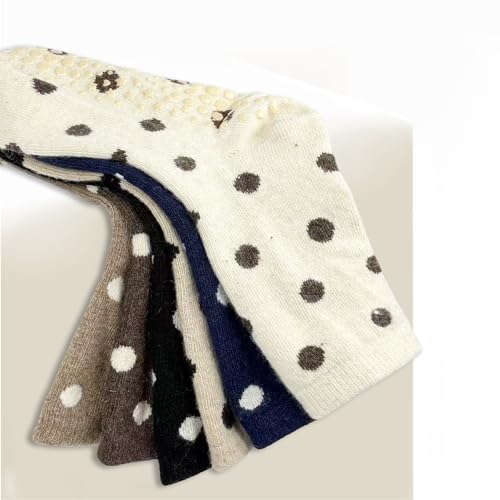 Image of Cute Polka Dot Yoga Socks for Women - 3 Pairs Non Slip Grip Pilates Barre Socks, Cozy Crew Style, US Size 5-9