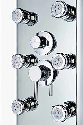 Image of Blue Ocean 52 inch Aluminum SPA392M Shower Panel Tower System with Rainfall Shower Head and 8 Adjustable Massage Jets