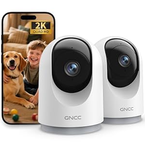 GNCC Überwachungskamera Innen - 2K Kamera Überwachung Innen, 360° WLAN Kamera Indoor mit Nachtsicht, Hundekamera mit App, Zwei-Wege-Audio, Bewegungserkennung, kompatibel mit Alexa, 2 Stück