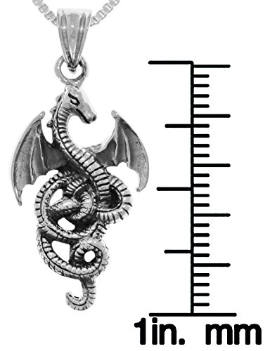 Jewelry Trends Flying Wing Dragon Sterling Silver Pendant Necklace 18"2