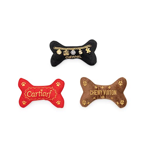 Fluffy Tailers Chewy Vuiton Dog Plush Squeaky Bone Chew Toy - Image 2