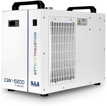 Water Chiller CW-5200DH for CO2 Laser Engraver, 6L 4879 BTU/h Industrial Water Chiller with R-410A Refrigerants for CO2 Laser Engraver & Cutting Cooler System