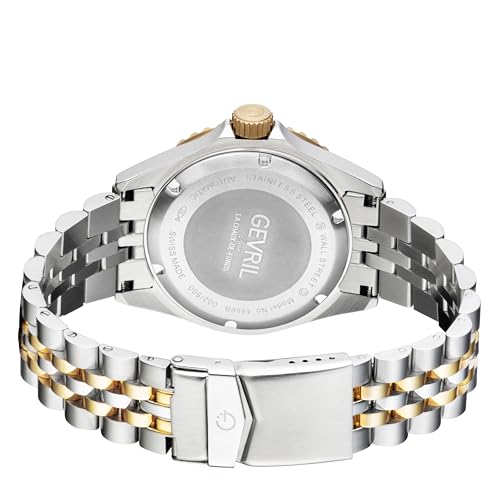 Gevril Men Wall Street Swiss Automatic Watch with Stainless Steel Strap, Two Toned YG, 20 (Model: 4856B), Blue4