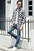 SANGTREE Mens Flannel Plaid Shirts Casual Long Sleeve Button Down Shirt Dad and Son Matching Shirts (Black White, XXL)