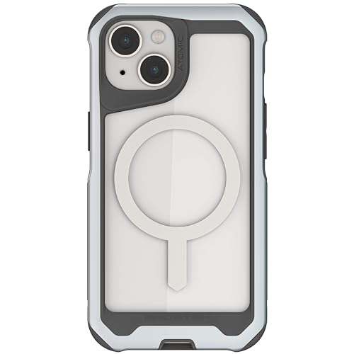 Ghostek Atomic Slim iPhone 15 �P�[�X - �A���~�j�E�����^���t���[���t���N���A�o�b�N - �ϏՌ�iPhone�P�[�X - ����~�߃O���b�v MagSafe�A�N�Z�T���[�Ή� iPhone 15 MagSafe�P�[�X(6.1�C���`)