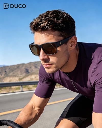 Image of DUCO Polarized Fit Over Sunglasses for Men and Women UV400 Protection Retro Square Wrap Around Shades for Driving Riding 8986