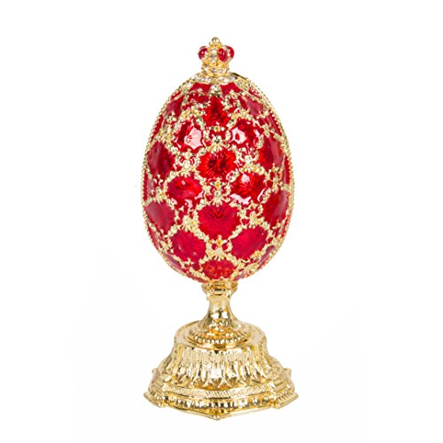 Qifu Hand Painted Enameled Faberge Egg Style Decorative Hinged Jewelry Trinket Box Unique Gift For Home Decor #TOP1