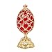 QIFU Hand Painted Red Faberge Egg Style Decorative Enamel Trinket Box Unique Gift for Family(QF3353