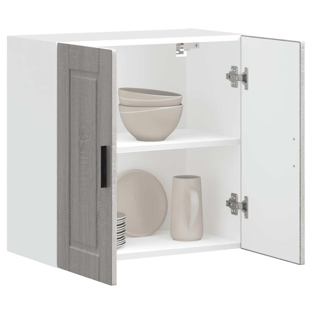 Armoire Murale de Cuisine Porto Sonoma Gris en Bois d’ingénierie, 60 x 31 x 60 cm, Rangement Vaisselle avec Portes, capacité 75 kg, pour Cuisine Salle à Manger
