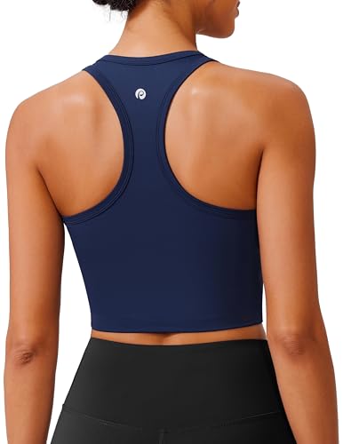 Image of PINSPARK Sports Bra Longline Racerback Tank Tops for Women Padded Workout Yoga Top