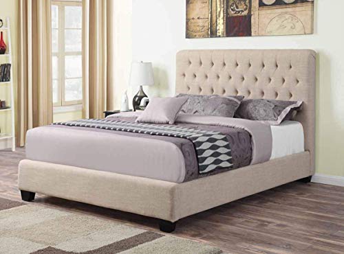 Coaster Home Furnishings 300007F Upholstered Bed, Oatmeal #TOP1
