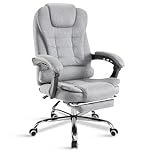 Blisswood Computer Chairs, High Back Ergonomic Office Chair with Footrest, Adjustable Height Desk Chair with Lumbar Support & Padded Armrests, 135° Recline & 360° Swivel for Home Office Study (Grey)
