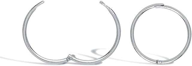Jewelco London Solid 9ct White Gold Hinged Sleeper 1mm Hoop Earrings 13mm