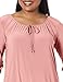 Star Vixen Women's Petite Peasant Top with 3/4 Sleeve and Elastic Hem