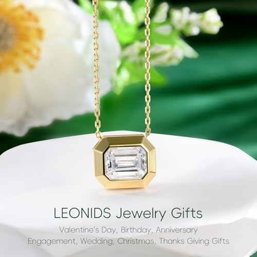 LEONIDS 2 Carat Emerald Cut Moissanite Necklace for Women | D Color VVS1 Clarit 925 Sterling Silver 14K Gold Pendant Necklace | Birthday Jewelry Gifts for Her Mom Wife4