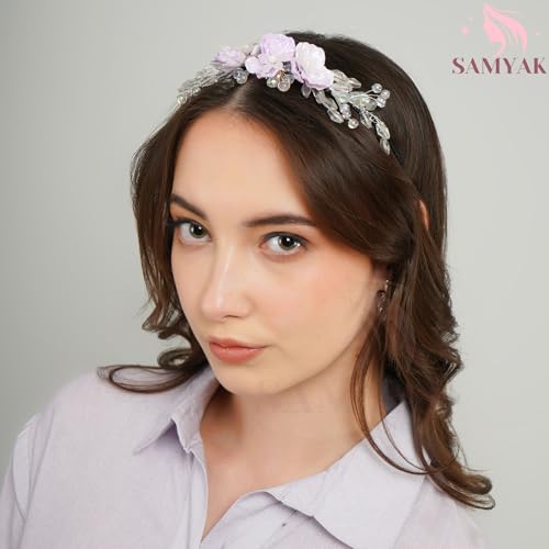 Image of Samyak Pearl & Crystal Hair Band Accessories For Women & Girls, Stylish Tiara Headband For Wedding Party Juda Bun Fashion For Bridal Hair Decoration Accessory