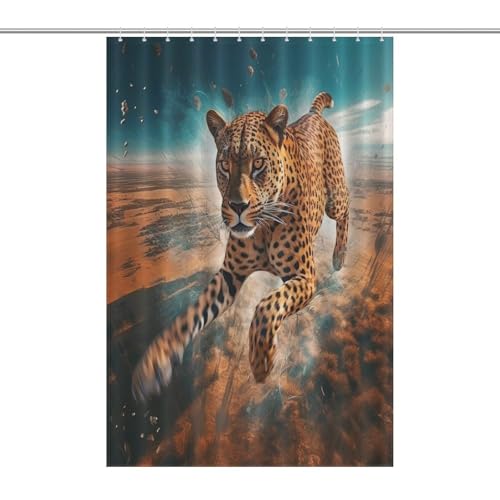 Rideau de douche léopard imperméable en polyester lavable pour baignoire 122x183cm - 7