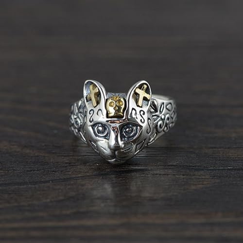 Bague tête chat argent massif qui ne noircit pas - 2