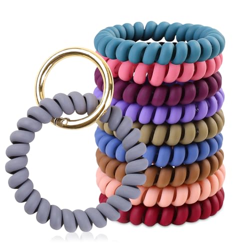 Leery Wrist Key Chain, Stretchable Wristband Wristlet Keychain Spring Flexible Spiral Wrist Coil Key Holder for Sauna Gym Pool ID Badge and Outdoor Sports?10 Pieces?