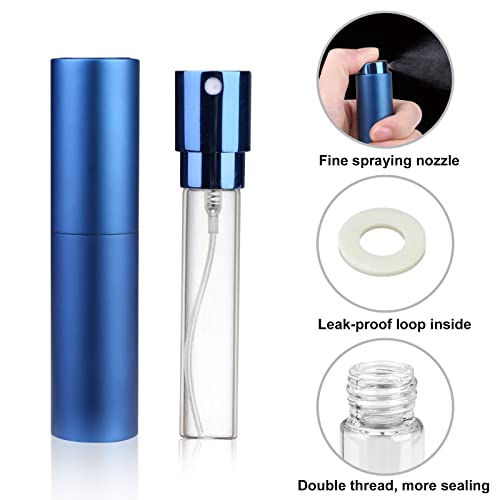 Image of Portable Mini Refillable Perfume Bottles, 3 Pcs Travel Size Atomizer, 10ml (Black, Dark Blue), Plastic, Durable, Portable, Reusable