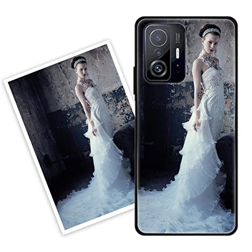 Sunrive Personalizzate Cover compatibile con Xiaomi Mi 11T 5G/11T Pro 5G personalizzabile con Foto Testi Frase Logo Disegni e Grafiche Personalizzata, Bordo TPU + Design in Vetro Temperato Posteriore