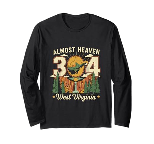 Almost Heaven 304 West Virginia Map Pride Gift Long Sleeve T-Shirt