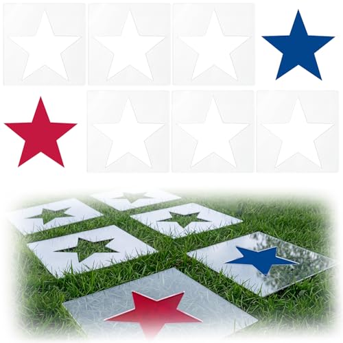 Sintuff 6 Pcs 4th of July 25 Inch Large Star Stencils for Yard Lawn Patriotic Star Stencils Plastic Template for Wall Painting Reusable 250th Anniversary DIY Crafts Paint Independence Day Home Decor
