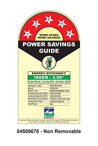 Image of HITACHI 1.5 Ton 5 Star, Window Inverter AC (Copper, 100% cooling at 43 degree Celsius, SHIZUKA- RAW518HGEOZ1, White)