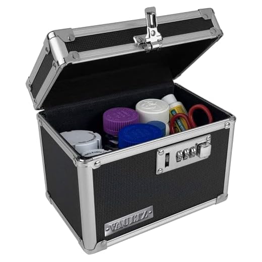 Vaultz Locking Medicine Box with Combination Lock, 7 x 5 x 5.25 Inches, Black (VZ00266)