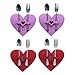 Imagen de Geavonyg Juego De 4 Elegantes Soportes Para Utensilios En Forma De Corazón De Valentín Bolsas Para Cubiertos Para Cenas Románticas Y Festivales Decoración De Restaurantes Vajilla Para Reuniones