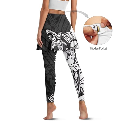 Irisjudy Women Tennis Skirted Leggings Santa Hat Rose Sport Running Long Pants Winter Forest Workout Trousers with Skirts3