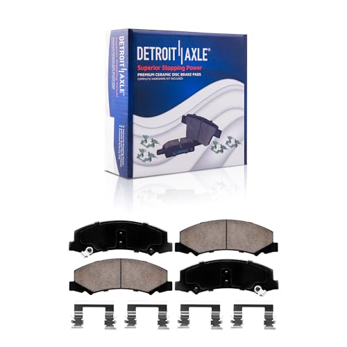 Image of Detroit Axle - Front Brake Kit for 2006-2013 Chevrolet Impala Limited | Monte Carlo Buick Lucerne 2007 2008 2009 2010 2011 2012 Drilled & Slotted Brake Rotors Ceramic Brake Pads Replacement