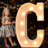 Pooqla 3FT Marquee Light Up Letters, Large Lighted Marquee Letters, Giant Mosaic Letters for Balloons for Party Decoration Anniversary Wedding Birthday Decor, Pre-Cut Frame Giant LED Letter C