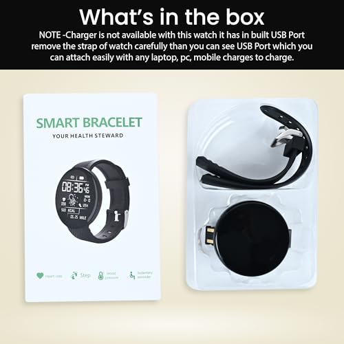 Image of Bouncefit M I D18 Round Fitness Band Smart Watch for Men, Women, Boys, Girls, Kids - Single Touch Interface, Water Resistant, Workout Modes, Quick Charge Sports Smartwatch - Black HH