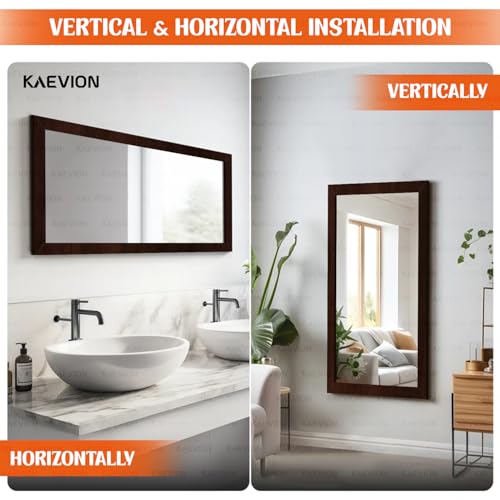 Image of Wall Hanging 3ft Brown Waterproof PVC Framed Wall Mirror for Bedroom or Bathroom |Home Decor Wall Mounted Mirror for Bedroom Living-Room Vanity Farmhouse| wash Room Mirror for Wall